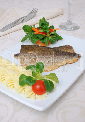 Baked fillet of sea bass