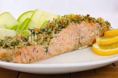 Baked salmon with a spicy crust