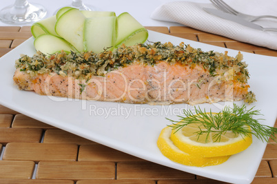 Baked salmon with a spicy crust