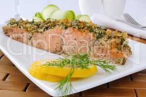 Baked salmon with a spicy crust