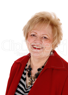Closeup of smiling senior woman.