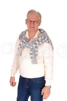 Relaxed senior man with sweater.