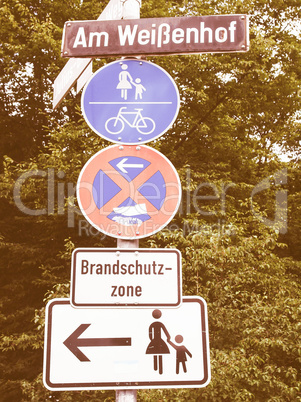 Pedestrian area sign vintage