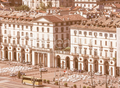 Retro looking Piazza Vittorio in Turin