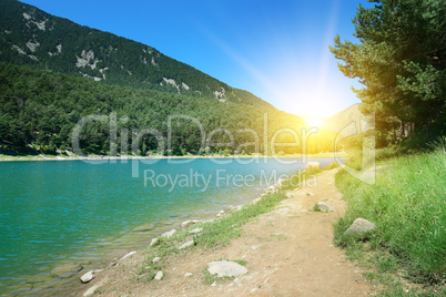 Dawn on shores of picturesque Lake