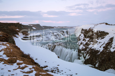 Waterfall Gullfoss in Iceland, long time exposure