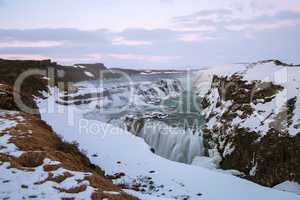 Waterfall Gullfoss in Iceland, long time exposure