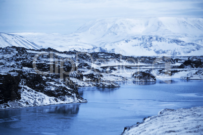 Winter landscape with blue sky