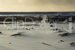 Wide lens panorama shot of winter landscape, Iceland