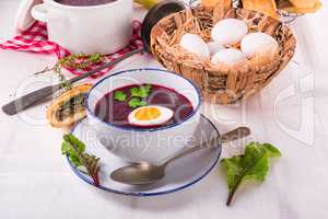 beet green soup with egg