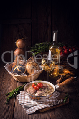 fried Fricandeau with onion