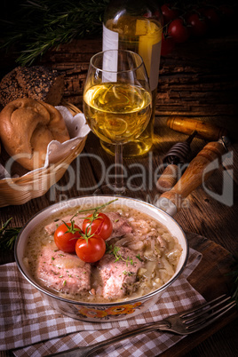 fried Fricandeau with onion