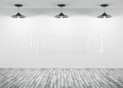 Interior background lamps over the white wall 3d render