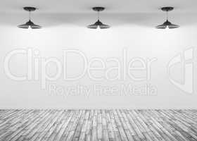Interior background lamps over the white wall 3d render
