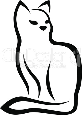 Stylized sitting black cat