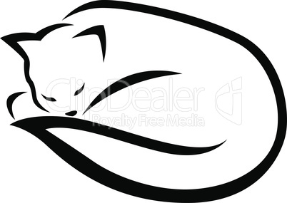 Stylized lying black cat