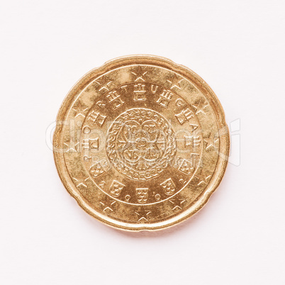 Portuguese 20 cent coin vintage