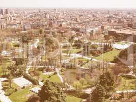 Retro looking Milan aerial view