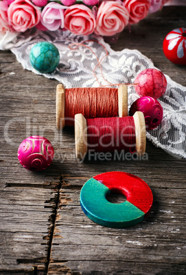 Beads and spool of thread