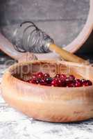 Ripe cranberries in bowls