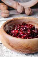 Ripe cranberries in bowls