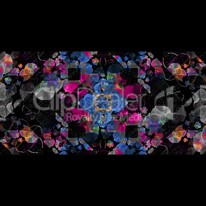 Black Background with Ornate Collage Stripe Pattern