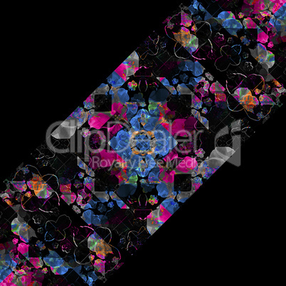 Black Background with Ornate Collage Stripe Pattern