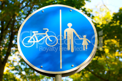 road sign for bikes and pedestrians