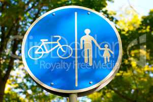 road sign for bikes and pedestrians