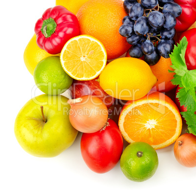 fruits and vegetables isolated on white background