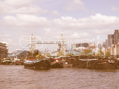 River Thames and Tower Bridge, London vintage