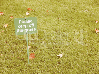 Keep off the grass sign vintage