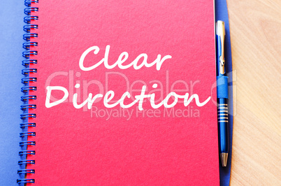 Clear direction write on notebook