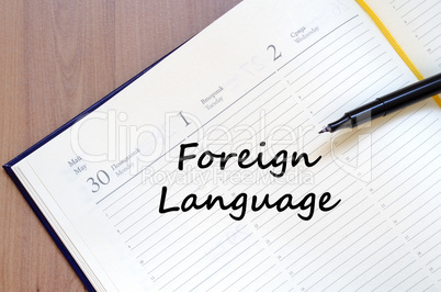 Foreign language write on notebook