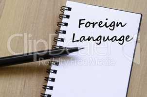 Foreign language write on notebook