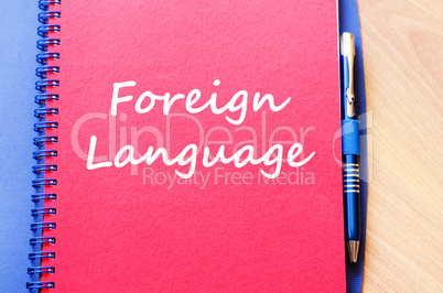 Foreign language write on notebook