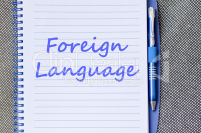 Foreign language write on notebook