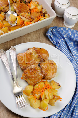 Pieces of chicken with potatoes