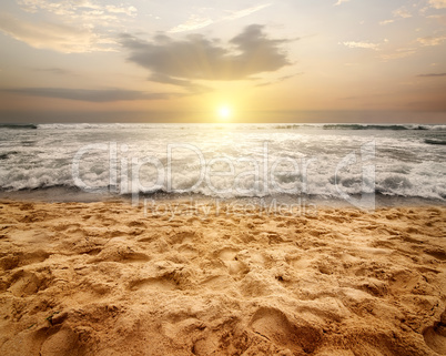 Foamy waves of ocean