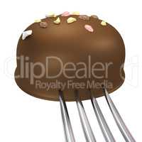 Praline on the fork