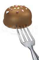 Praline on the fork