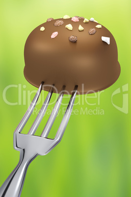 Praline on the fork