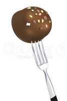 Praline on the fork