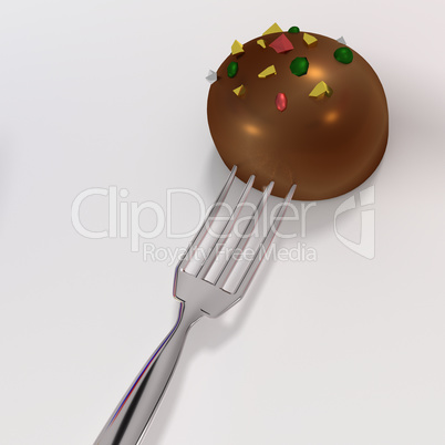 Praline on the fork