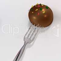 Praline on the fork