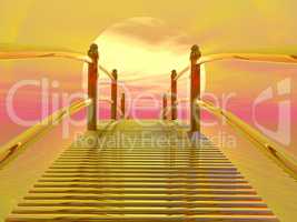 Golden bridge to sun - 3D render