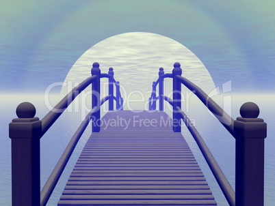 Bridge to blue sun - 3D render