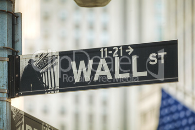 Wall street sign in New York City