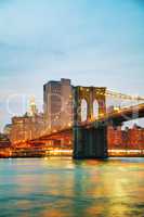 Lower Manhattan cityscape with the Brooklyn bridge