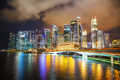 Singapore financial district at the night